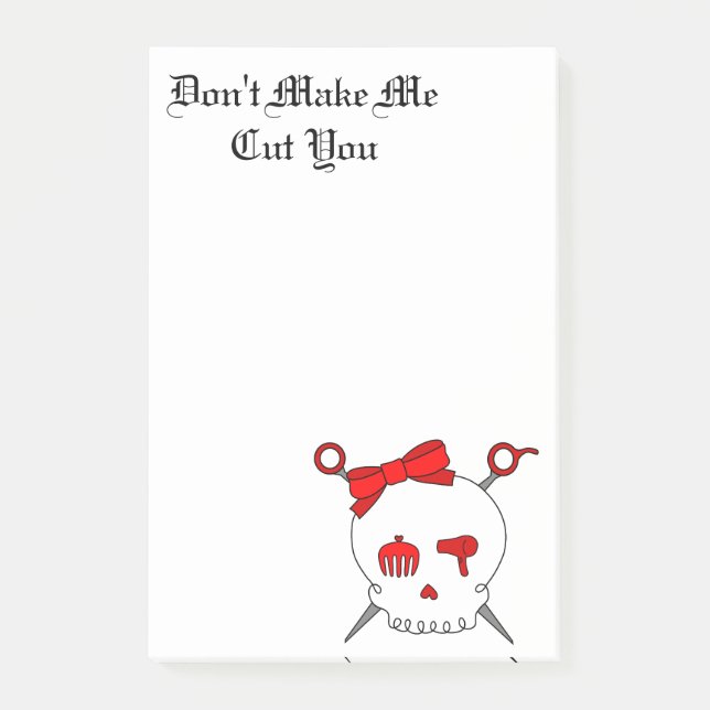 Skalle & sax för hår (röda) åtfölja post-it block (Framsida)