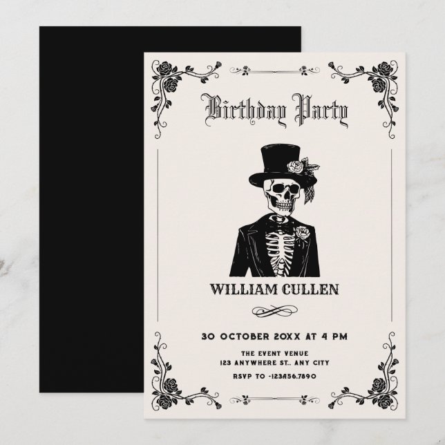 Skalle smoking  inbjudningar (Fram/baksida)