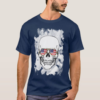 Skalle som ha på sig stars och stripessolglasögon tee