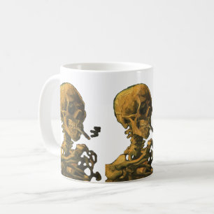 Skalle som röker cigaretten kaffemugg