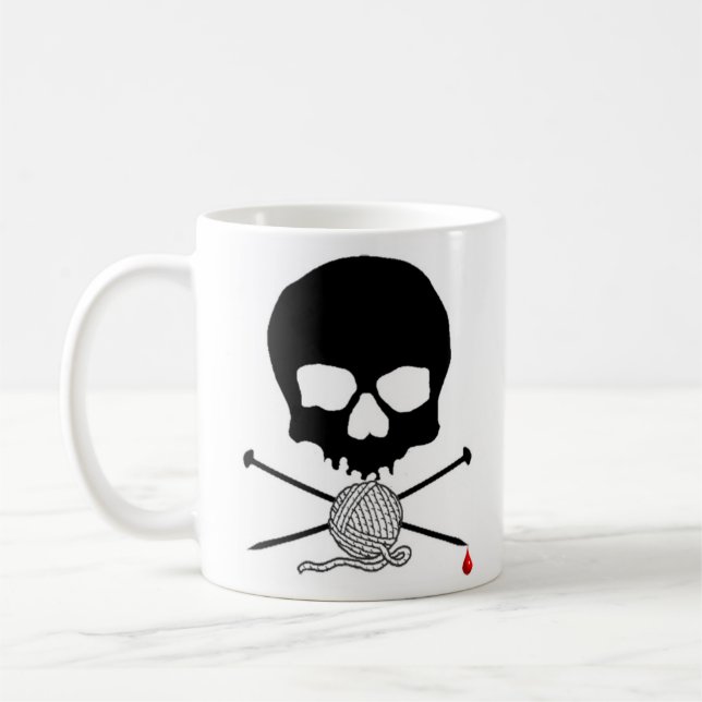 Skalle & sticka med garnmuggen kaffemugg (Vänster)