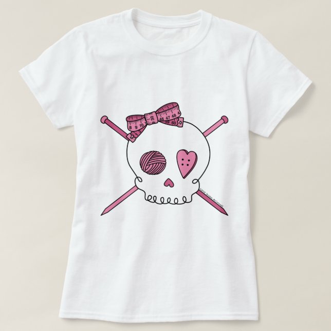 Skalle & stickor (rosor) t-shirt (Design framsida)