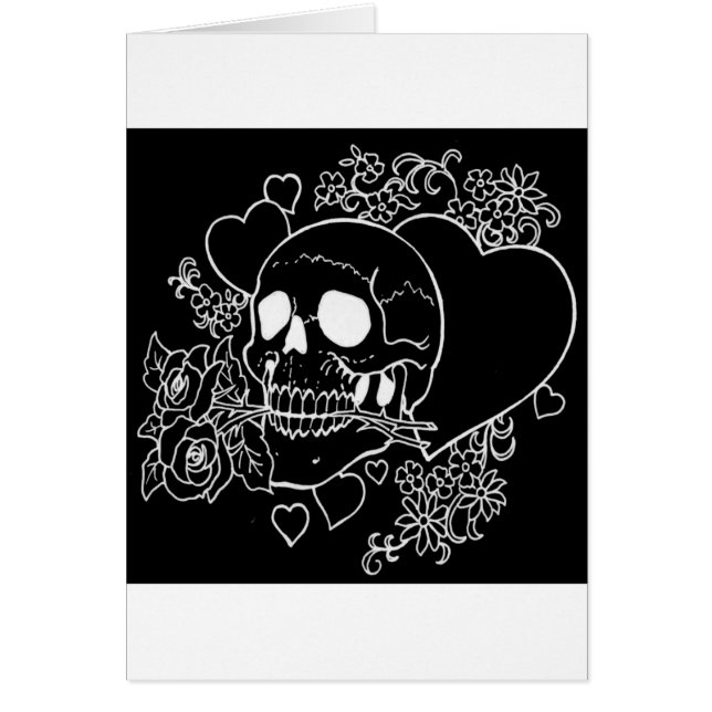 Skallekärlek - döskallar, ro och hjärtor vid Al Hälsningskort (Framsidan)