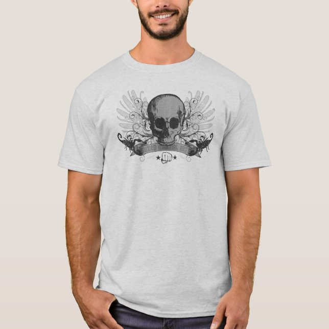 Skallemontage - grått tee shirt (Framsida)