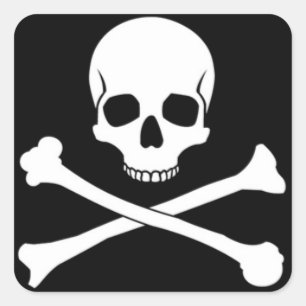 Skallen & Crossbone kvadrerar klistermärkear Fyrkantigt Klistermärke