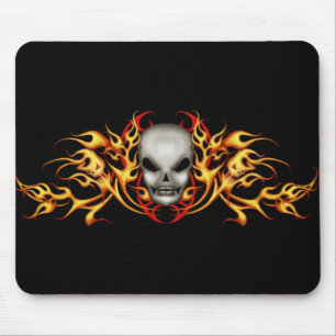 Skallen flammar   Mousepad - svartbaksida Musmatta