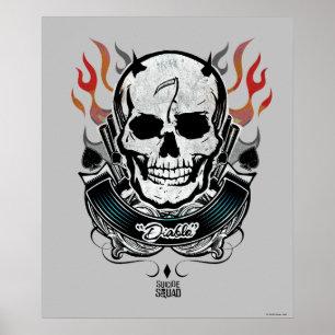 Skallen för självmordSquad Diablo & flammar Poster