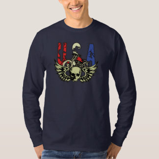 Skallen för USA klassikermotorcykeln påskyndar den T Shirt