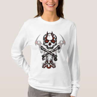 Skallen med flammar hoodien tee shirt