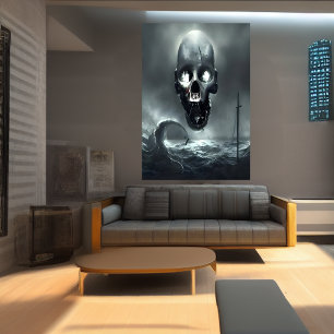 Skallen och havet AI Art Poster