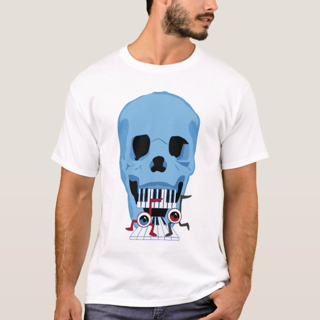 Skallen och musikalen noterar ögon t-shirt (Framsida)