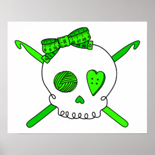 Skallen & virkningen hakar (limefruktgrönt) poster