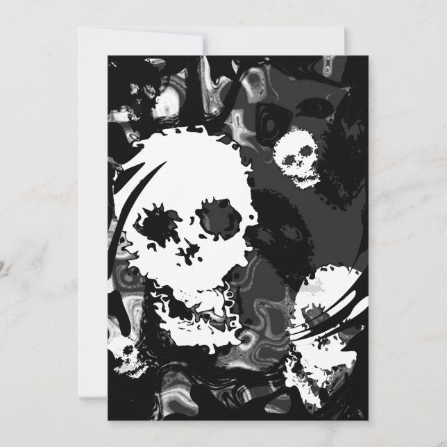 Skallespökbilder B&W virvlar runt inbjudan (Framsida)