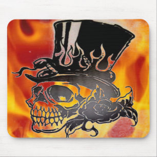 Skalletop hat flammar & ro Mousepad Musmatta