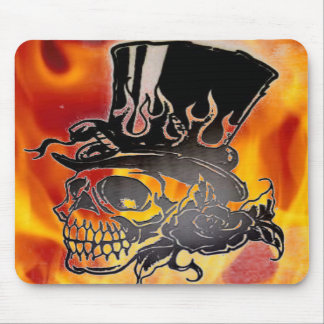 Skalletop hat flammar & ro Mousepad Musmatta