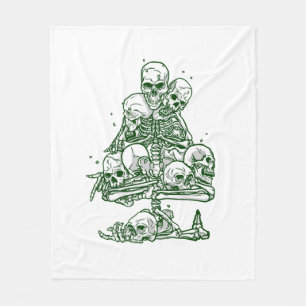 skallful julgran skeleton gothic fleecefilt