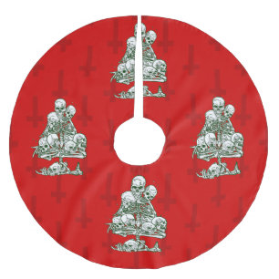 skallful julgran skeleton gothic kor julgransmatta borstad polyester