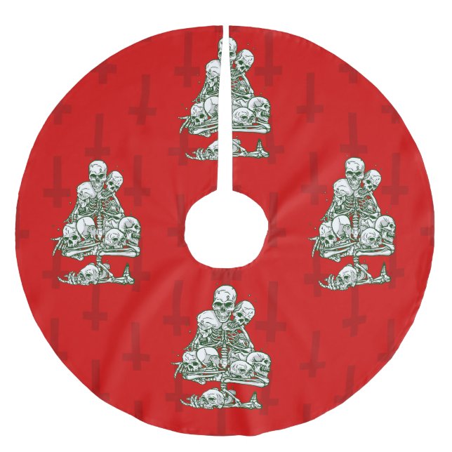 skallful julgran skeleton gothic kor julgransmatta borstad polyester (Framsidan)