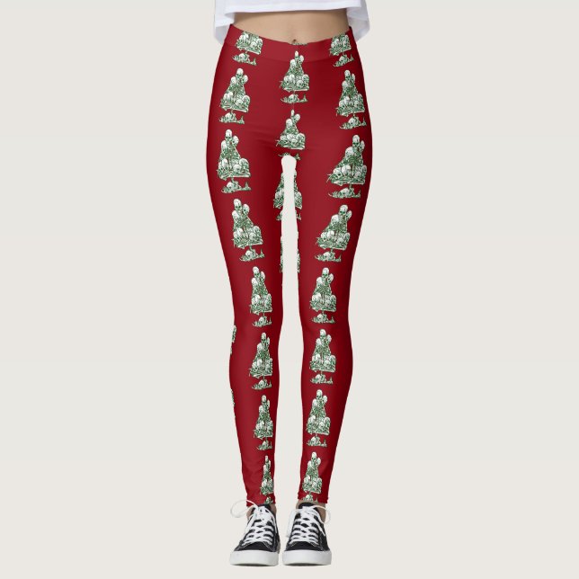 skallful julgran skeleton gothic leggings (Framsida)