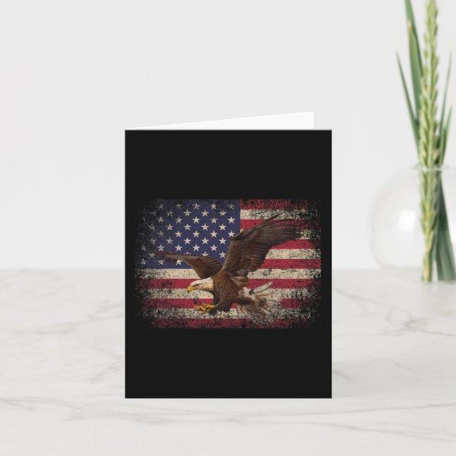 Skallig Örn 4:e Juli Julpresent Amerikansk Flagga Kort (Framsida)