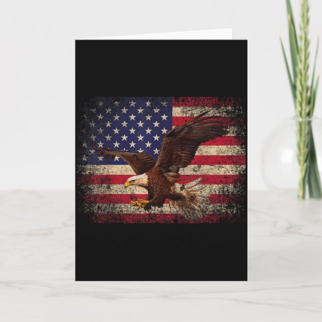 Skallig Örn 4:e Juli Julpresent Amerikansk Flagga Kort (Framsida)