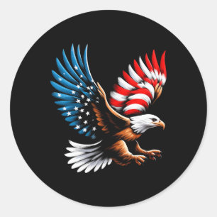 Skallig Örn Och Patriotisk Amerikansk Flagga 4:e J Runt Klistermärke