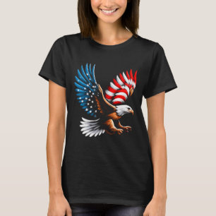 Skallig Örn Och Patriotisk Amerikansk Flagga 4:e J T Shirt