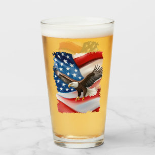 Skallig Örn & USA Flagga 4:e Juli Glaskopp