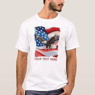 Skallig Örn & USA Flagga 4:e Juli T Shirt