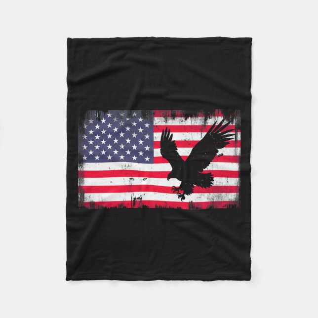 Skallig Örn Usa Flagga Patriotisk Fjärde Juli Dom Fleecefilt (Framsidan)