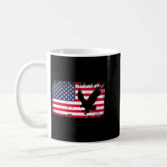 Skallig Örn Usa Flagga Patriotisk Fjärde Juli Dom Kaffemugg (Vänster)