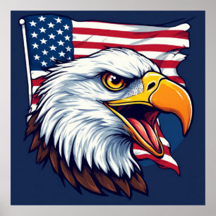 🦅 Skallig Örn USA Flagga Väggkonst För Patriotisk