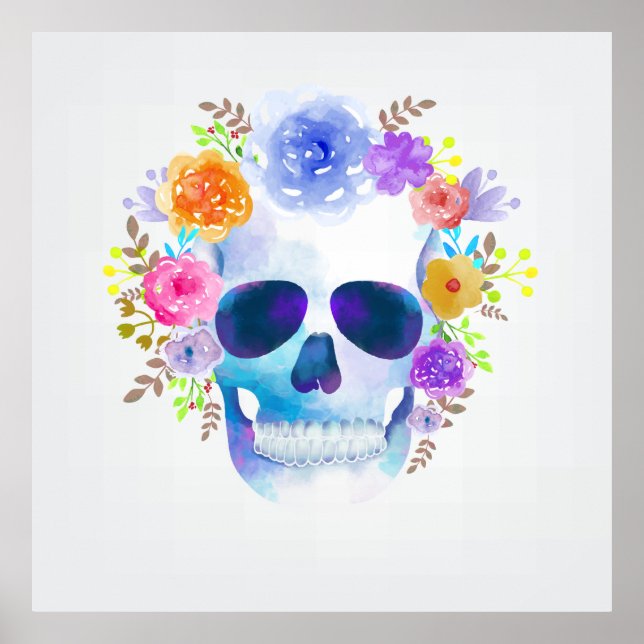 Skallillustration av vattenfärgade blommigtar poster (Framsidan)
