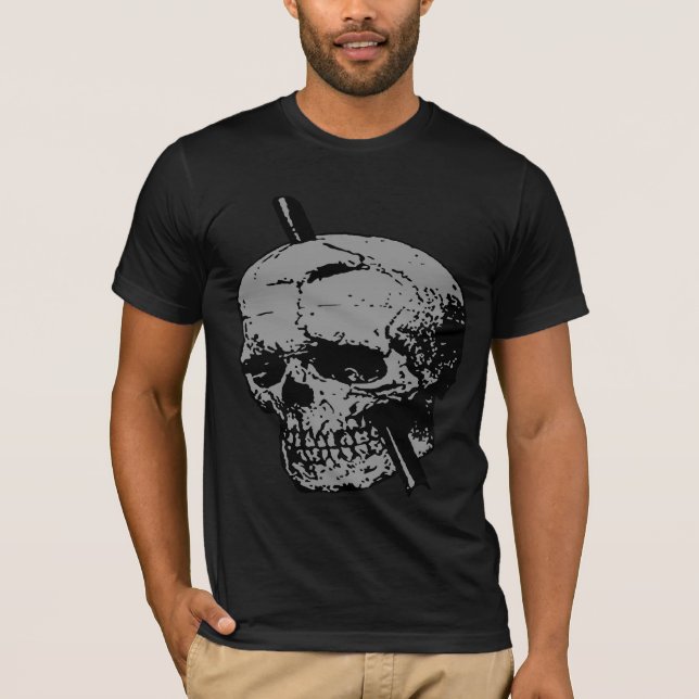 Skallillustration med tampingjärn vektor grå t shirt (Framsida)