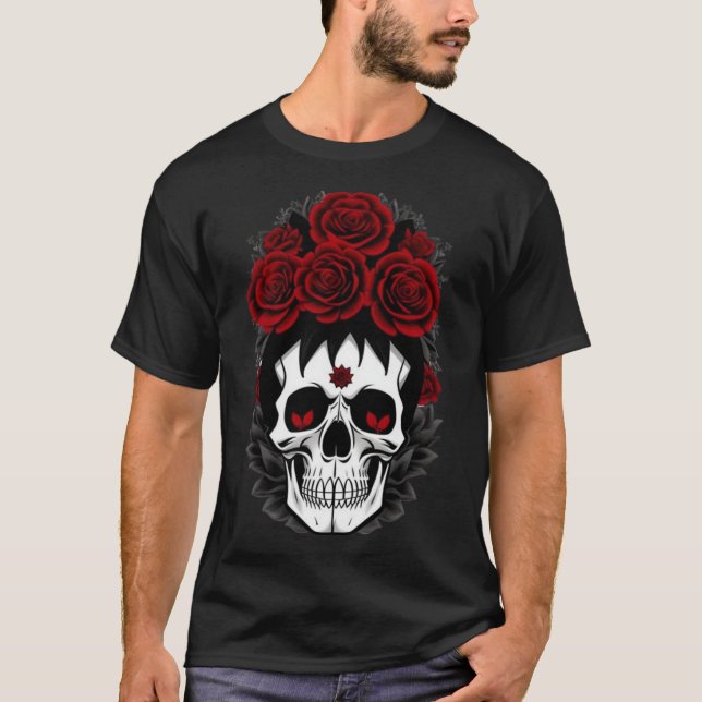Skallröd blomma, gotskjorta t shirt (Framsida)