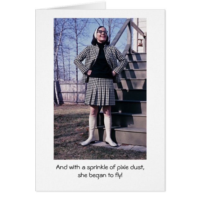 Skälmskt naturväxen dammar av hälsningskort (Framsidan)