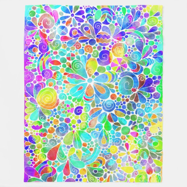 Skalning Fantasy Art - Abstrakt Flowers 2 Fleecefilt (Framsidan)