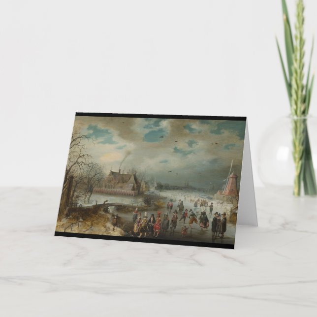 Skalning på Fryst Amstel River Helgkort (Framsida)