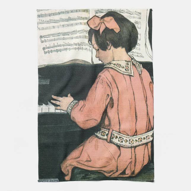 Skalor av Jessie Willcox Smith, Pianomusikflicka Kökshandduk (Vertikal)