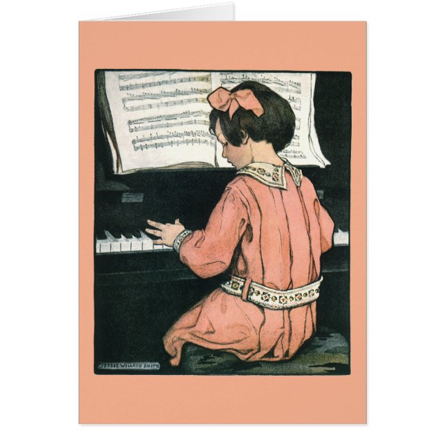 Skalor efter Jessie Willcox Smith, Piano Music Car Hälsningskort (Framsidan)