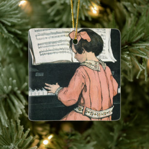 Skalor efter Jessie Willcox Smith, Piano Music Gir Julgransprydnad Keramik