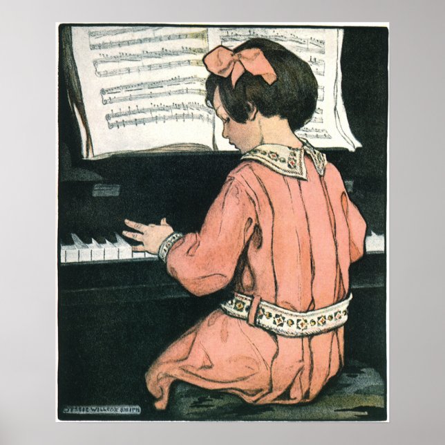 Skalor efter Jessie Willcox Smith, Piano Music Gir Poster (Framsidan)