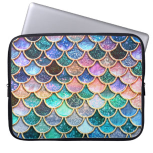 Skalor för Aqua Rosa Sjöjungfru Glitter - Sjöjungf Laptop Sleeve