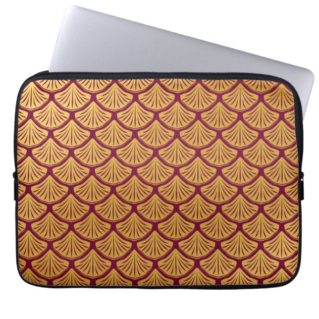 Skalor för Art Deco-Sjöjungfru - Magenta Laptop Fodral (Framsidan)