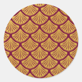 Skalor för Art Deco-Sjöjungfru - Magenta Runt Klistermärke