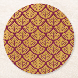 Skalor för Art Deco-Sjöjungfru - Magenta Underlägg Papper Rund