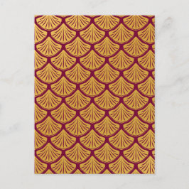 Skalor för Art Deco-Sjöjungfru - Magenta Vykort