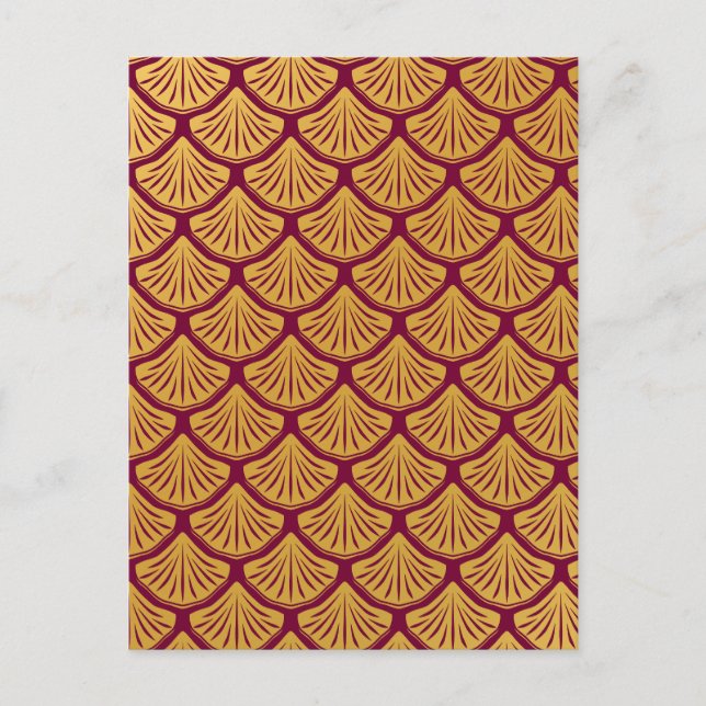 Skalor för Art Deco-Sjöjungfru - Magenta Vykort (Framsida)