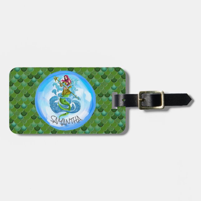 Skalor för Grönt i sjöjungfrun Bagagebricka (Horisontell Framsida)