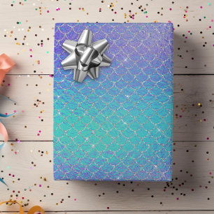 Skalor för Iridescent Blue Lila Sjöjungfru Presentpapper